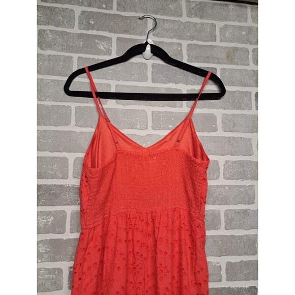 Japna Womens Hot Pink Eyelet Strapply Knee Ruffle Summer‎ Dress Size Medium - Picture 7 of 12